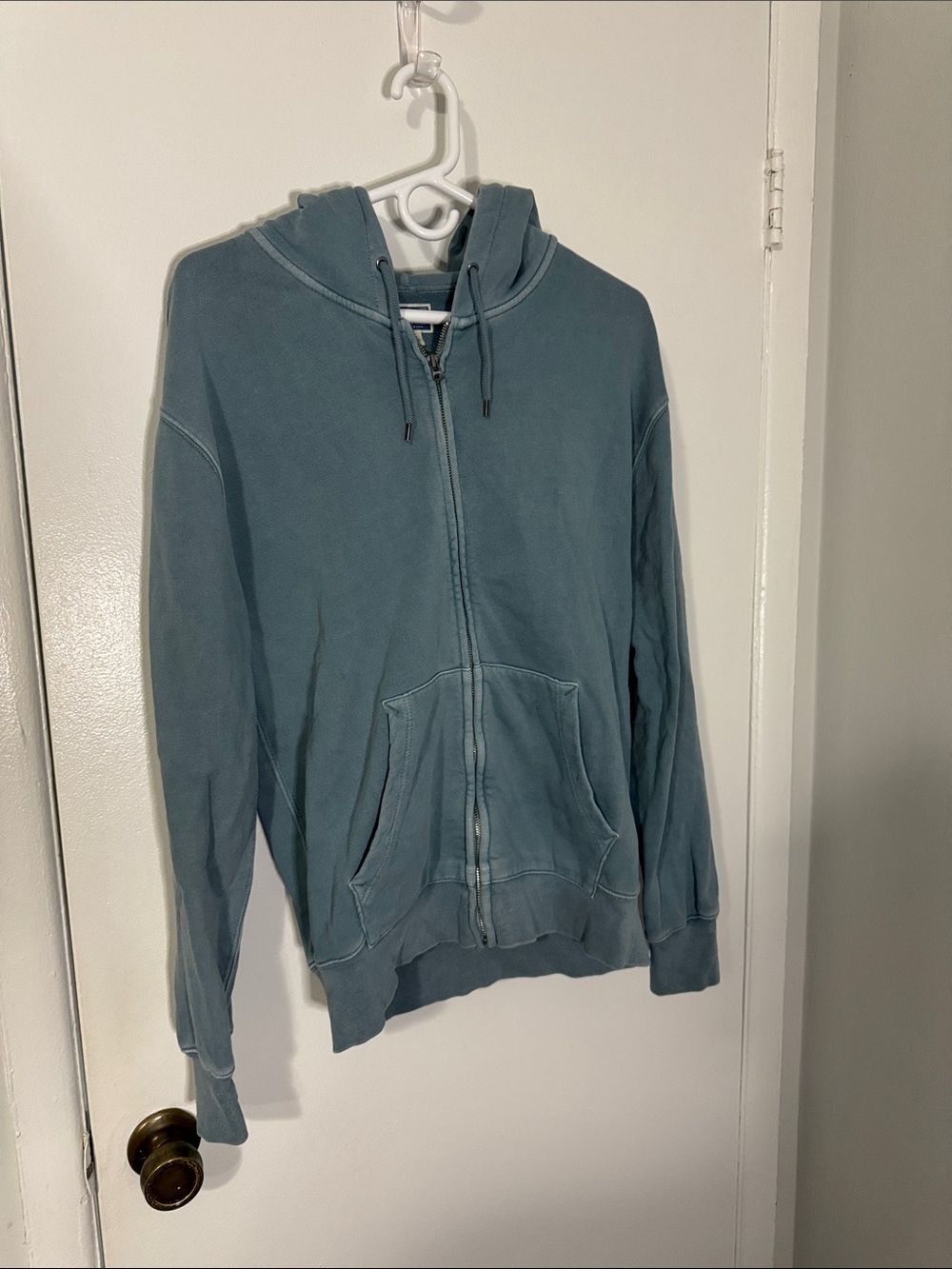 J. Crew Men’s Medium Vintage Fleece Light Blue Full Zip Hoodie